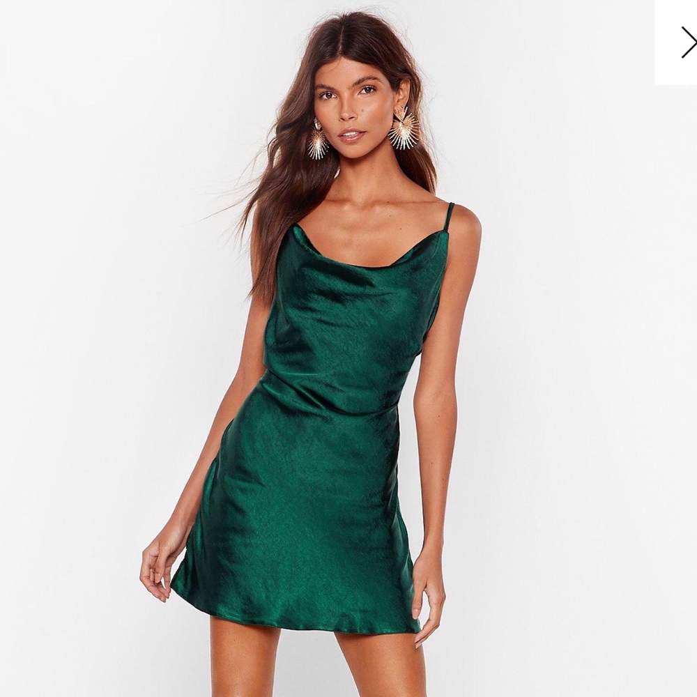 Nasty Gal Cowl Neck Satin Mini Dress